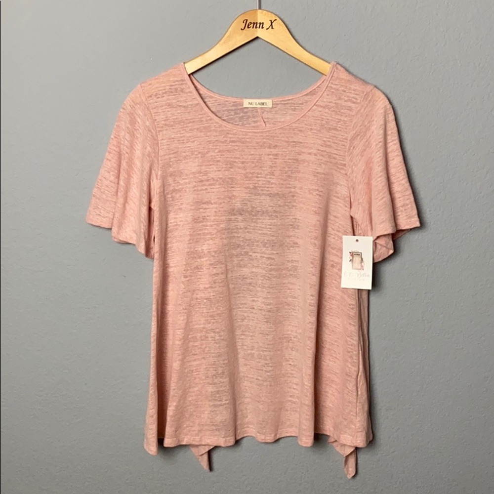 NWT NU LaBel Short Sleeve Ruffle open Back Blouse